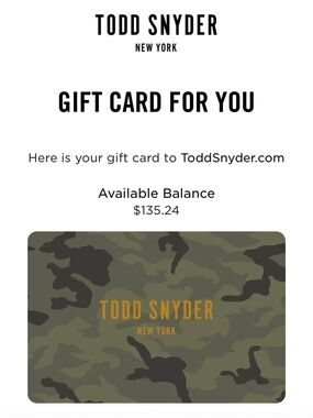 Todd Snyder $135 Gift Card
